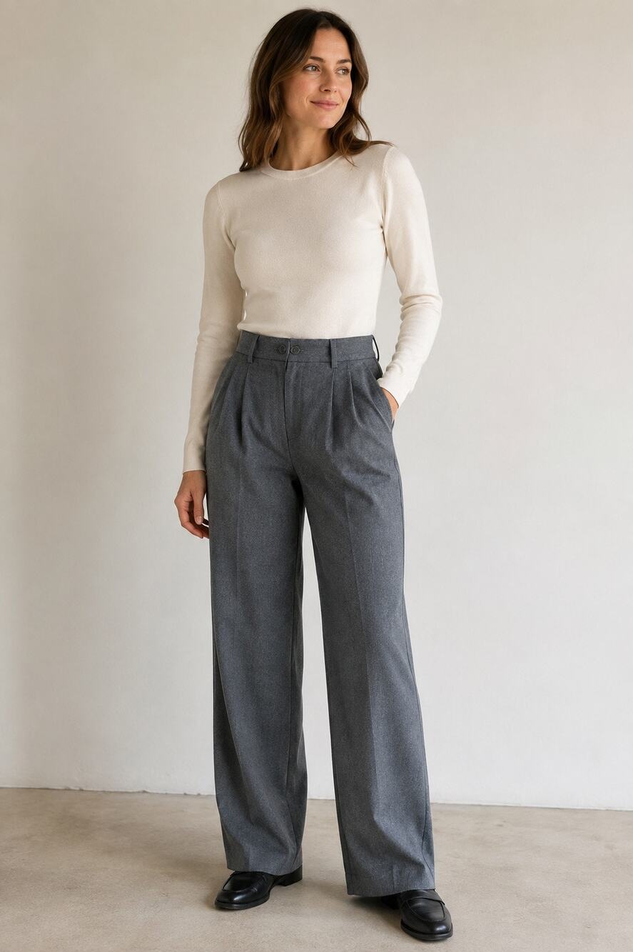 Vintage Rafaella 100% Wool Gray Pleated High Rise Trousers Size 14 Argentina